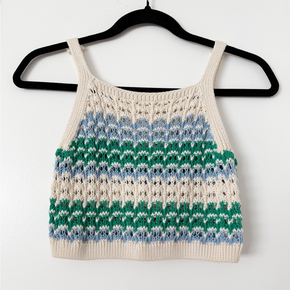 Zara Fishermancore Knit Cotton Crop Top Small